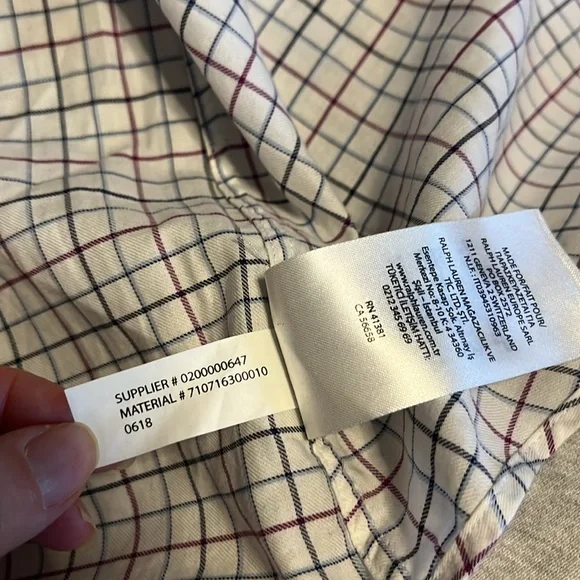 Ralph Lauren Golf Shirt Mens Size large Plaid Tilden Long Sleeve Button Down - Picture 8 of 10